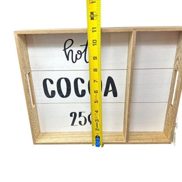 Hot Cocoa Wood Tray Rustic Farmhouse Kitchen Sign 14in Decorative Box Decor - Picture 7 of 16